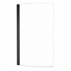 Drench P-Shaped Shower Bath with Matt Black Curved Shower Screen & Panel - 1700mm