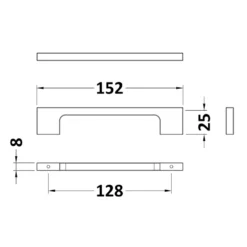Drench Slimline D Bar Furniture Handle - 128mm Centres