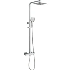 Drench Square Telescopic WRAS-Approved Thermostatic Rigid Riser Shower Set with Slim Head
