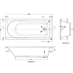 Drench Straight Single Ended Bath - Curved