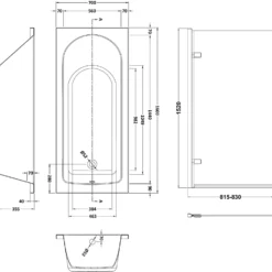Drench Straight Single Ended Curved Bath & Brushed Brass Shower Screen