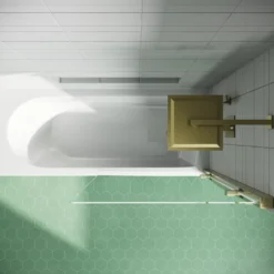 Drench Straight Single Ended Curved Bath & Brushed Brass Shower Screen