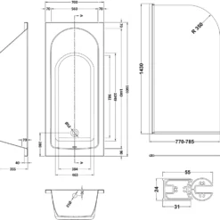 Drench Straight Single Ended Curved Bath & Shower Screen