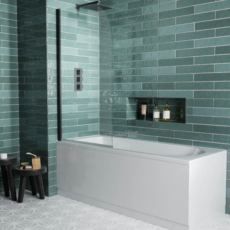 Drench Straight Single Ended Curved Bath & Shower Screen