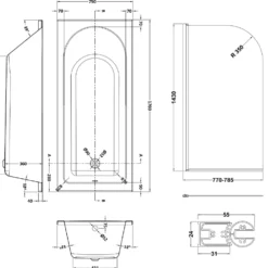 Drench Straight Single Ended Curved Bath & Shower Screen