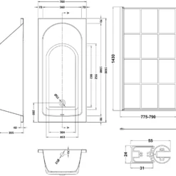 Drench Straight Single Ended Curved Bath & Shower Screen