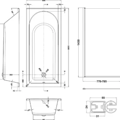 Drench Straight Single Ended Curved Bath & Shower Screen