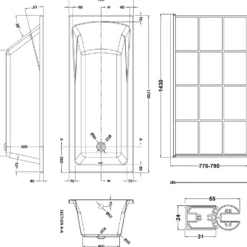 Drench Straight Single Ended Square Bath & Matt Black Shower Screen