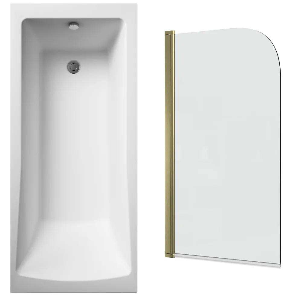 Drench Straight Single Ended Square Bath & Shower Screen