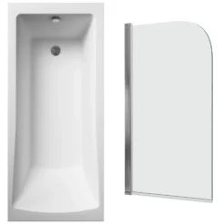 Drench Straight Single Ended Square Bath & Shower Screen