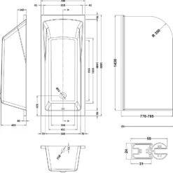 Drench Straight Single Ended Square Bath & Shower Screen