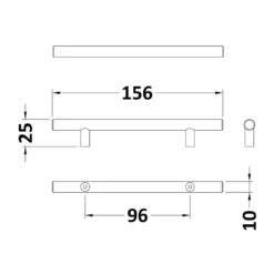 Drench T Bar Furniture Handle - 96mm Centres