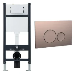 Drench Wall Hung Toilet Frame, Pneumatic Concealed Cistern & Dual Flush Plate with Round Buttons