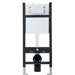 Drench Wall Hung Toilet Frame, Pneumatic Concealed Cistern & Dual Flush Plate with Round Buttons