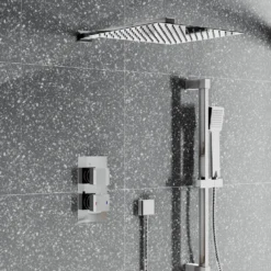 Drew Square Concealed Shower Valve with Fixed Head & Slide Rail Kit