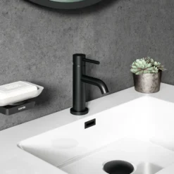Dylan Complete Matt Black Bathroom Suite with 1700mm L Shaped Shower Bath & Rimless Toilet