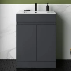 Dylan Complete Matt Black Bathroom Suite with Reinforced Shower Bath & Rimless Toilet
