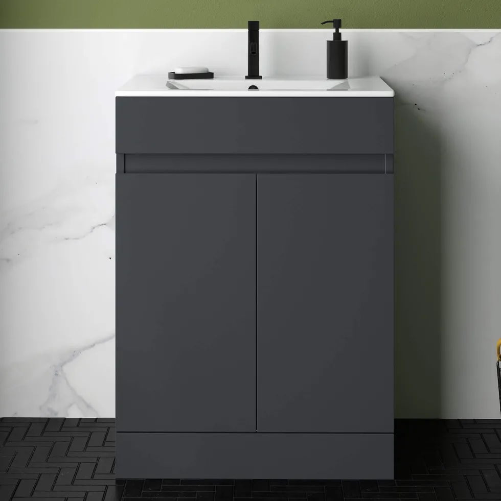 Dylan Complete Matt Black Bathroom Suite with Reinforced Shower Bath & Rimless Toilet