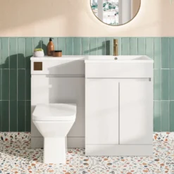 Dylan Waterproof 1100mm Combination Basin & Toilet Unit - Gloss White