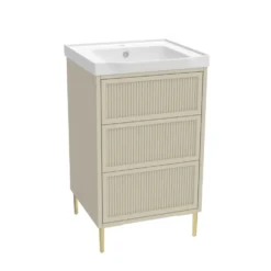 Elara 500mm Floorstanding Stone Fluted Vanity Unit & Basin with Leg Set