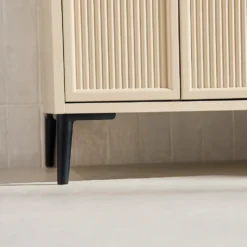 Elara 500mm Floorstanding Stone Fluted Vanity Unit & Basin with Leg Set
