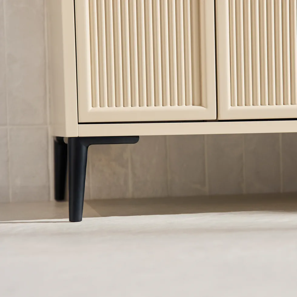 Elara 500mm Floorstanding Stone Fluted Vanity Unit & Basin with Leg Set