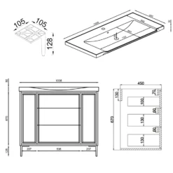 Elara 1000mm Floorstanding Vanity Unit & Basin with Leg Set