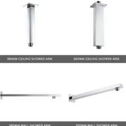 Elijah Concealed Shower Valve with Fixed Head, Slide Rail Kit & Overflow Bath Filler