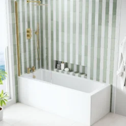 Emily Complete Brushed Brass Bathroom Suite with Reinforced Shower Bath & Rimless Toilet