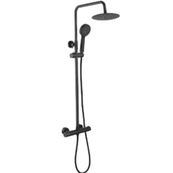 Emily Complete Matt Black Bathroom Suite with 1700mm L Shaped Shower Bath & Rimless Toilet