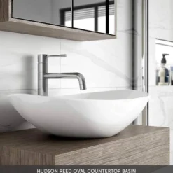 Emily Gloss White Wall Mounted 2 Drawer Vanity Unit and Countertop with Brushed Brass Handles