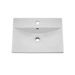 Emily Gloss White Wall Mounted 1 Drawer Vanity Unit, Thin-Edged Basin, Matt Black Handle & Overflow