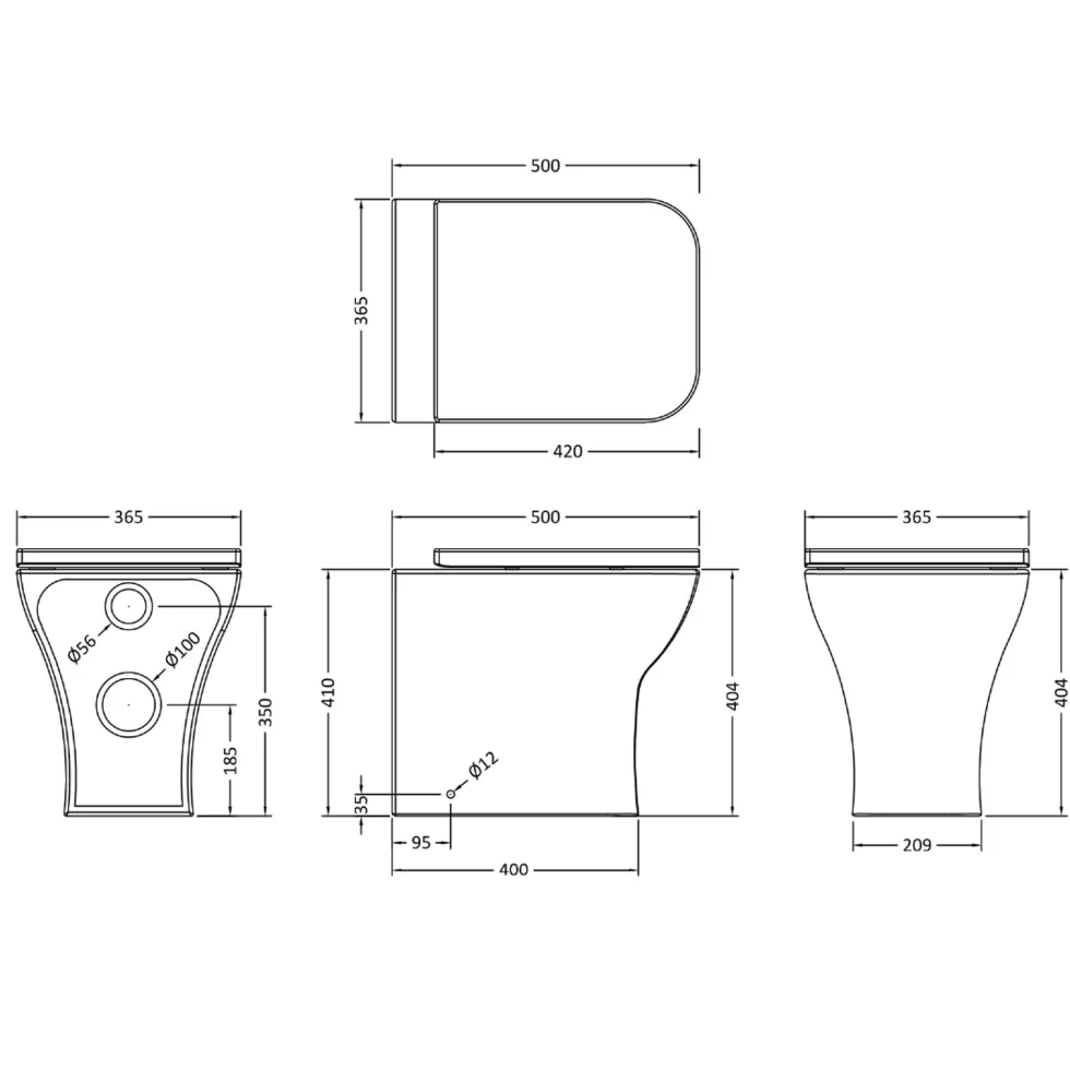 Emily Matt Black L Shaped Shower Bath Suite with Rimless Back to Wall Toilet & 1700mm Bath