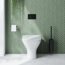 Emily Matt Black L Shaped Shower Bath Suite with Rimless Back to Wall Toilet & 1700mm Bath