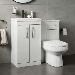 Emily 1000mm Combination Bathroom Toilet & 2 Door Sink Unit - Gloss White