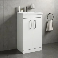 Emily 1000mm Combination Bathroom Toilet & 2 Door Sink Unit - Gloss White