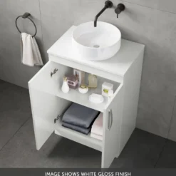 Emily 1000mm Combination Bathroom Toilet & 2 Door Sink Unit - Gloss White
