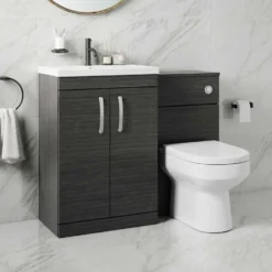 Emily 1100mm Combination Bathroom Toilet & 2 Door Sink Unit - Hacienda Black