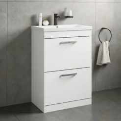 Emily 1100mm Combination Bathroom Toilet & 2 Drawer Sink Unit - Gloss White