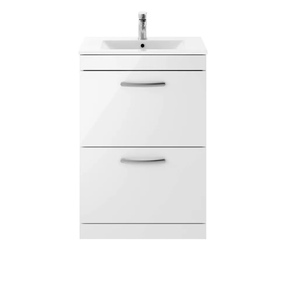 Emily 1100mm Combination Bathroom Toilet & 2 Drawer Sink Unit - Gloss White