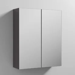 Emily 600mm Double Door Mirror Cabinet - Gloss Grey