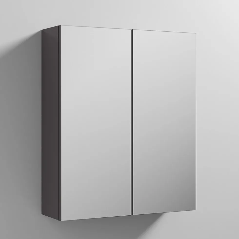 Emily 600mm Double Door Mirror Cabinet - Gloss Grey