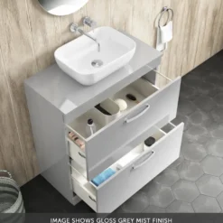 Emily 800mm Floorstanding 2 Drawer Vanity Unit and Countertop