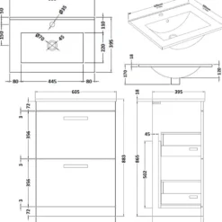 Emily 600mm Floorstanding 2 Drawer Vanity Unit & Basin Options