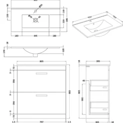 Emily 800mm Floorstanding 2 Drawer Vanity Unit & Basin Options