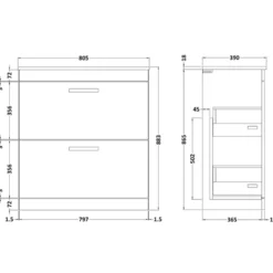 Emily 800mm Floorstanding 2 Drawer Vanity Unit & Basin Options