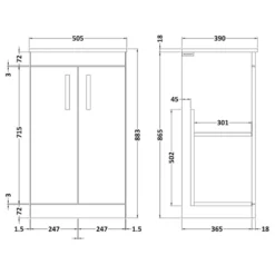 Emily 500mm Floorstanding Vanity Unit & Basin Options