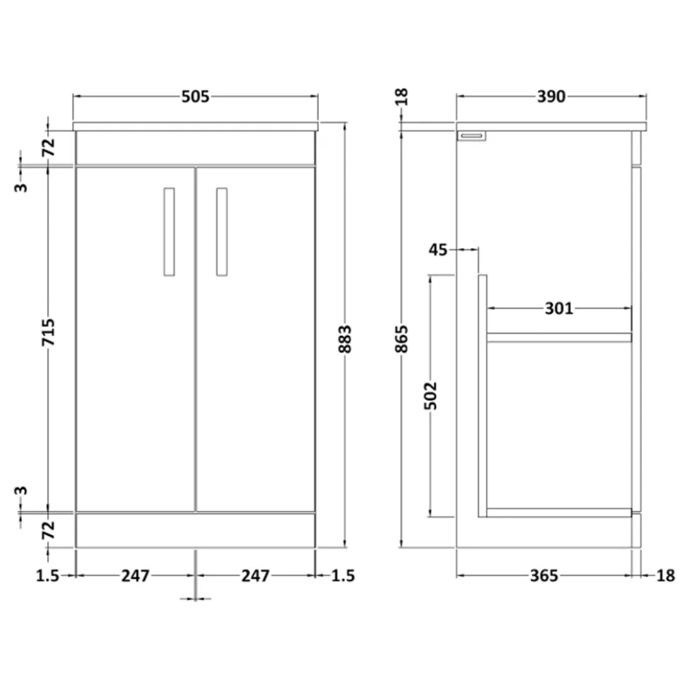 Emily 500mm Floorstanding Vanity Unit & Basin Options