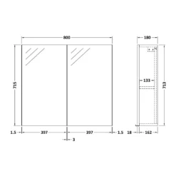 Emily 800mm Mirror Cabinet