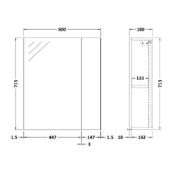 Emily 600mm Mirror Cabinet with Offset Door